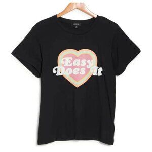Wildfox NWT Women's Jet Black Easy Does It Graphic Tee Shirt, Size Medium